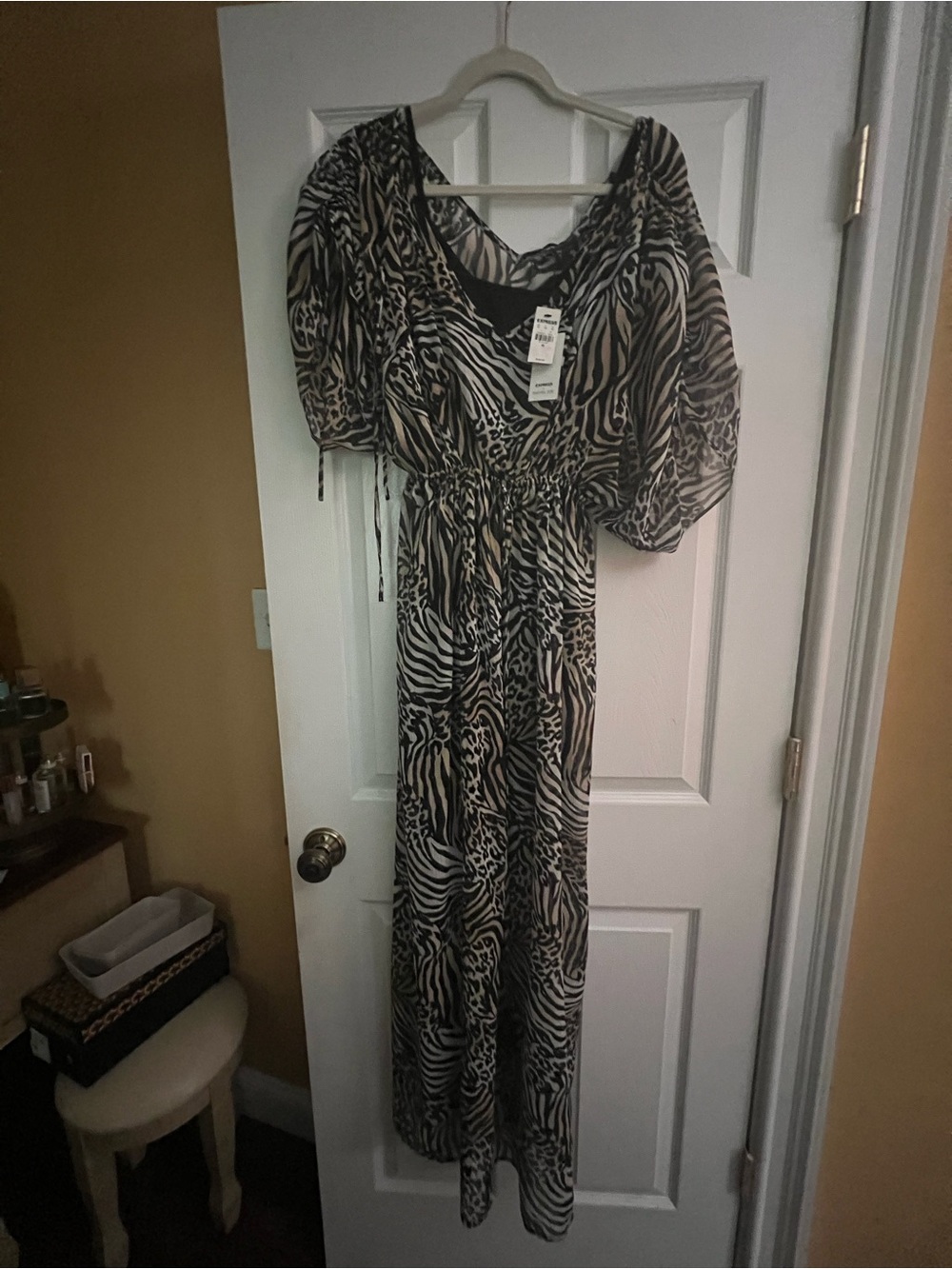 Women’s Black and White Zebra Print Maxi Dress . Express x Rachel Zoe